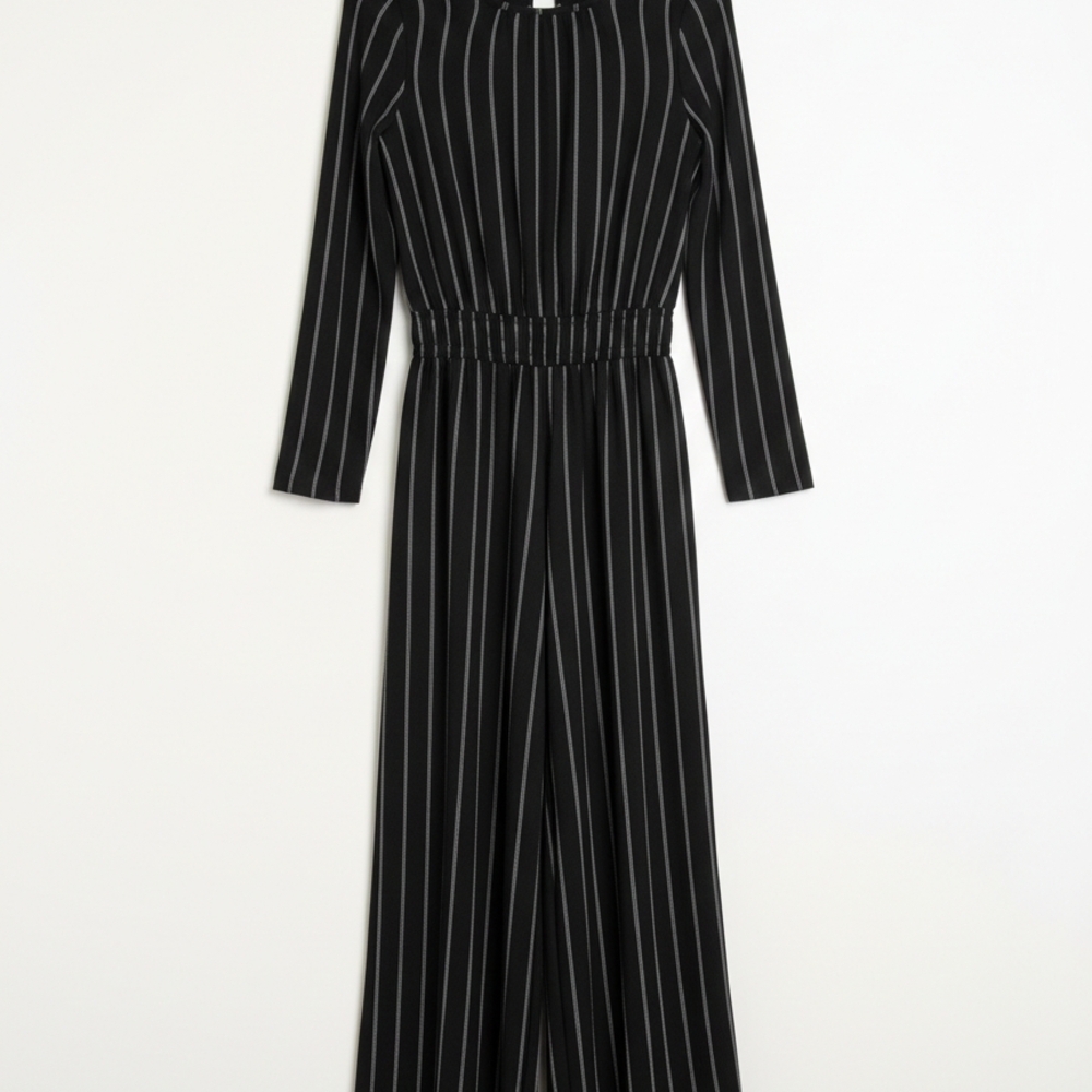 Black and White Striped Jumpsuit